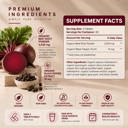 ELLEVA Organic Beetroot Tablets